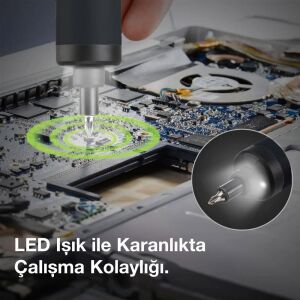 CAT DX1110 3.6Volt/1.5Ah. Li-ion Akıllı Şarjlı Tornavida + 26 adet Bits Uç