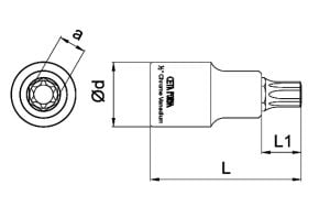 CETA-FORM C28S-T30 1/2'' Torx Uç Kısa Lokma Anahtar T30X55 mm
