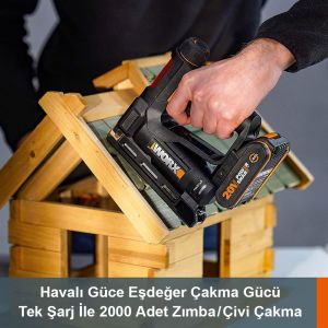 WORX WX843 Akülü Çivi - Zımba Çakma Tabancası 20 Volt Tek Akü