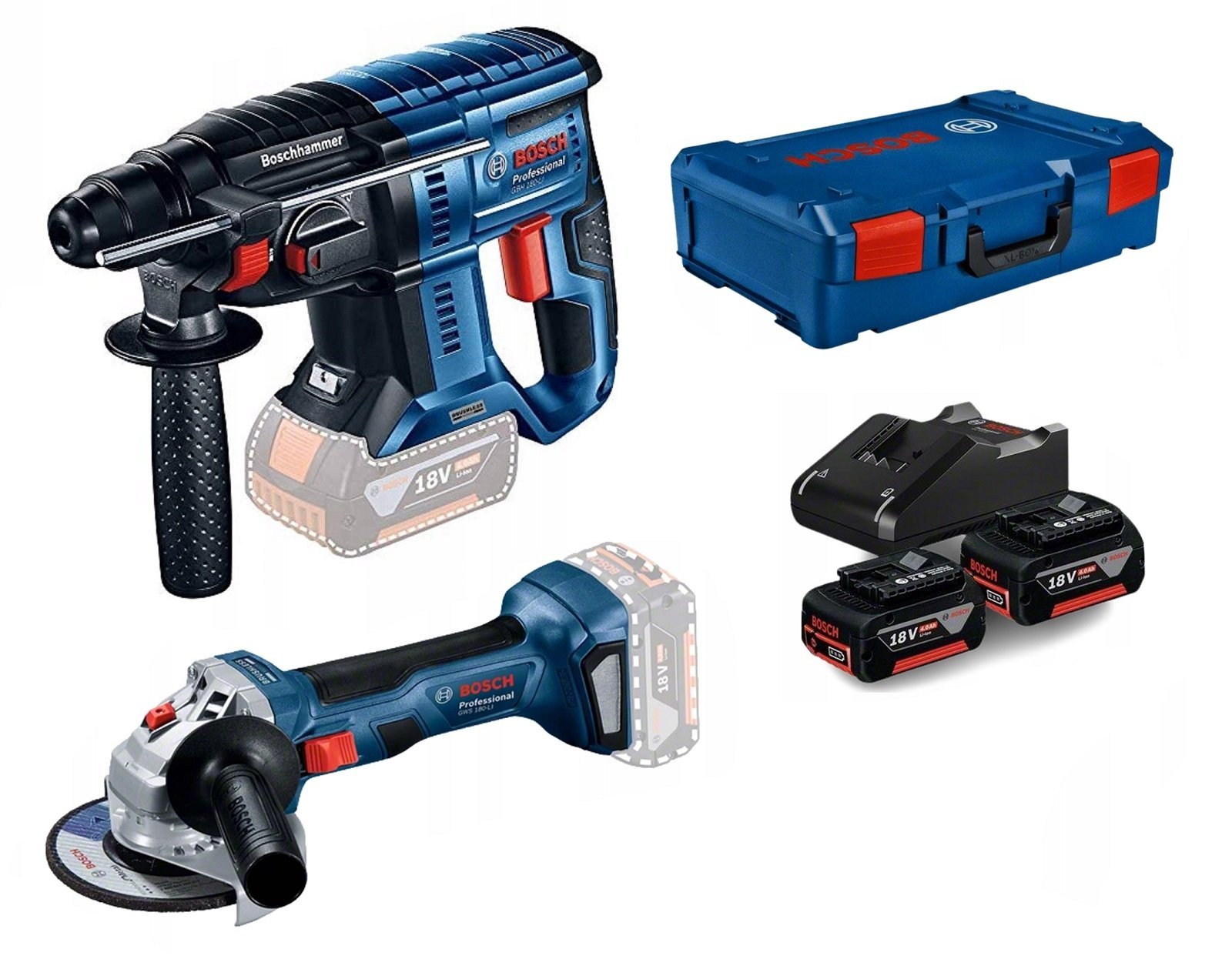 BOSCH GBH 180-LI + GWS 180 LI Akülü Kırıcı Delici ve Taşlama Seti 2'li 18 Volt