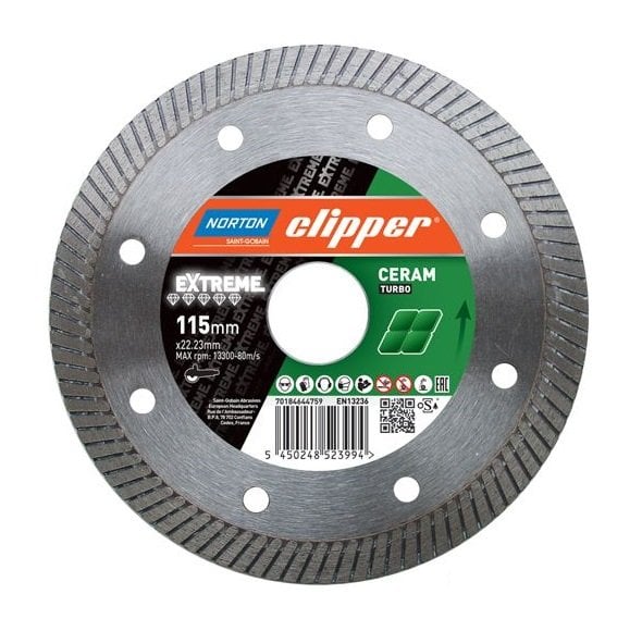 NORTON Vulcan 115 mm Seramik - Fayans için Elmas Testere (Temiz Kesimler için)