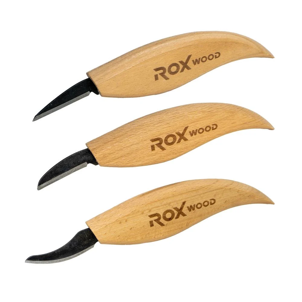 ROX WOOD 0376 Ahşap Yontma ve Oyma Bıçağı 3'lü Set (3.1-3.5-4.1 mm)