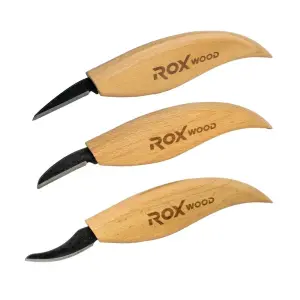 ROX WOOD 0376 Ahşap Yontma ve Oyma Bıçağı 3'lü Set (3.1-3.5-4.1 mm)