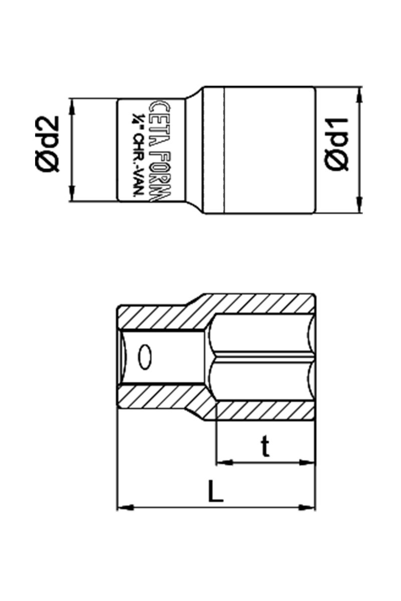 CETA 1/4'' Uzun Altı Köşe Lokma Anahtar 14 mm