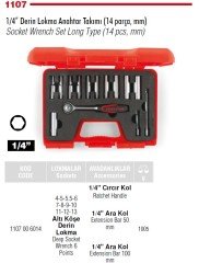 İZELTAŞ 1/4” Altı Köşe Derin Lokma Anahtar Takımı 14 Parça(1107 00 6014)
