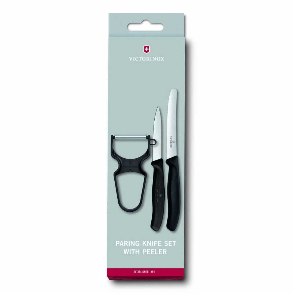 VICTORINOX 6.7113.35 Soyma Bıçağı Seti, 3 Parça Siyah