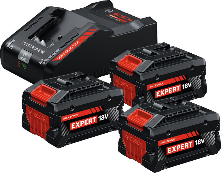 BOSCH EXPERT EXBA 18 Volt 8.0 Ah 3'lü Akü Seti Şarj Cihazlı