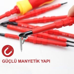 NEXON 6047 İzoleli Tornavida Takımı 8 Parça 14 Farklı Uç Tipi