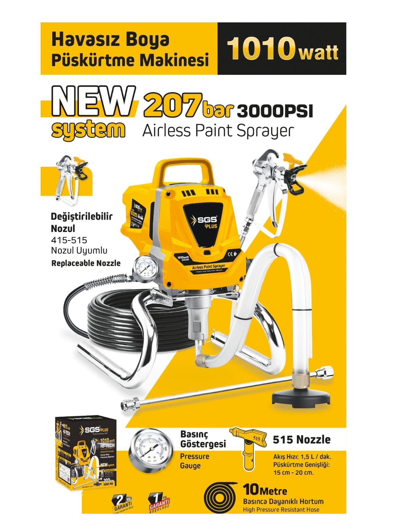 SGS 5280 Airless Boya Püskürtme Makinası 1010 Watt 207 Bar Fiyatı ...