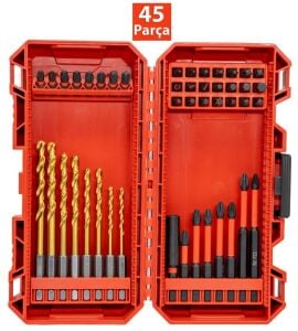 NEXON 6522 Matkap Uçlu Adaptörlü Bits Uç Vidalama Seti 45 Parça