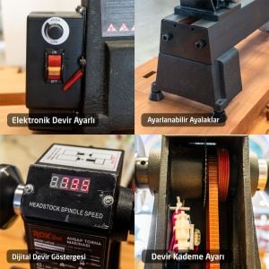 ROX Wood Devir Ayarlı Ahşap Torna Makinası 750 Watt