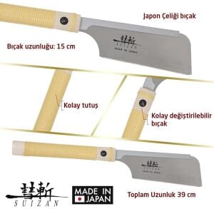 Suizan 2600 Dozuki Dovetail Çokyönlü Japon Ahşap Kesim Testeresi 15 cm