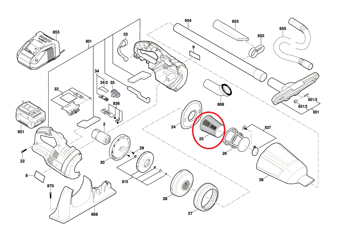 Bosch Yedek Filtre GAS 18 V-LI Süpürge için
