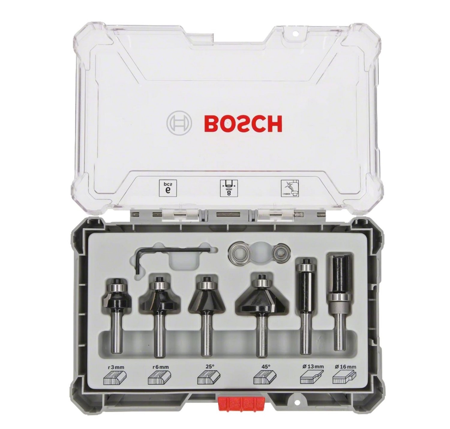 BOSCH 8 mm Saplı Profesyonel Ahşap Freze Bıçak Seti 6 Parça