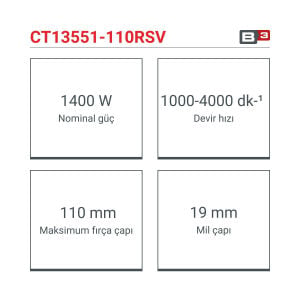 CROWN CT13551-110 RSV Metal Mob Yüzey Zımpara Satina Makinası 1400 Watt