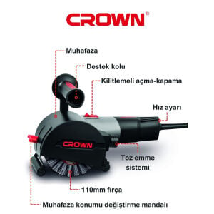 CROWN CT13551-110 RSV Metal Mob Yüzey Zımpara Satina Makinası 1400 Watt