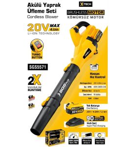 SGS 5571 AKÜLÜ YAPRAK ÜFLEME 20V 1*4Ah KÖMÜRSÜZ MOTOR