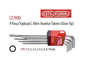 CETA FORM  LT/900 Topbaşlı L Uzun Alyan Anahtar Takımı 9 Parça