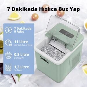 Coolist CLK2BM 12/24V - 220V 1.3 Litre Kompresörlü Otomatik Buz Yapma Makinesi