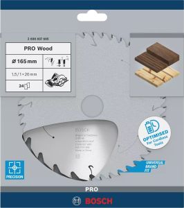 BOSCH PRO Wood 160x20x1,5 mm 24 Diş Ahşap Elmas Daire Testere Bıçağı