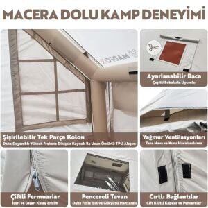 MADFOX Bigless Glamping Cotton Şişme Çadır (Baca Çıkışlı)
