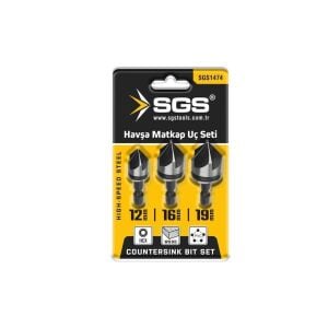 SGS 1474 Bits Saplı Havşa Matkap Uç Seti (12mm-16mm-19mm)