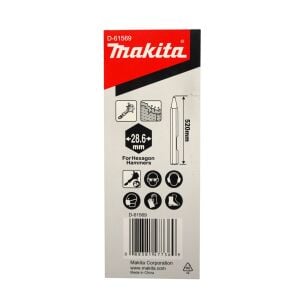 MAKİTA 28.6 mm Altıgen Saplı Kanallı Sivri Keski-Murç 520 mm (Kırıcı Makinalar İçin)
