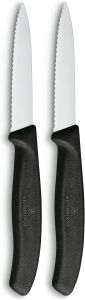 VICTORINOX 6.7633.B 8cm Siyah 2li Tırtıklı Soyma Bıçağı, Blisterli Paket