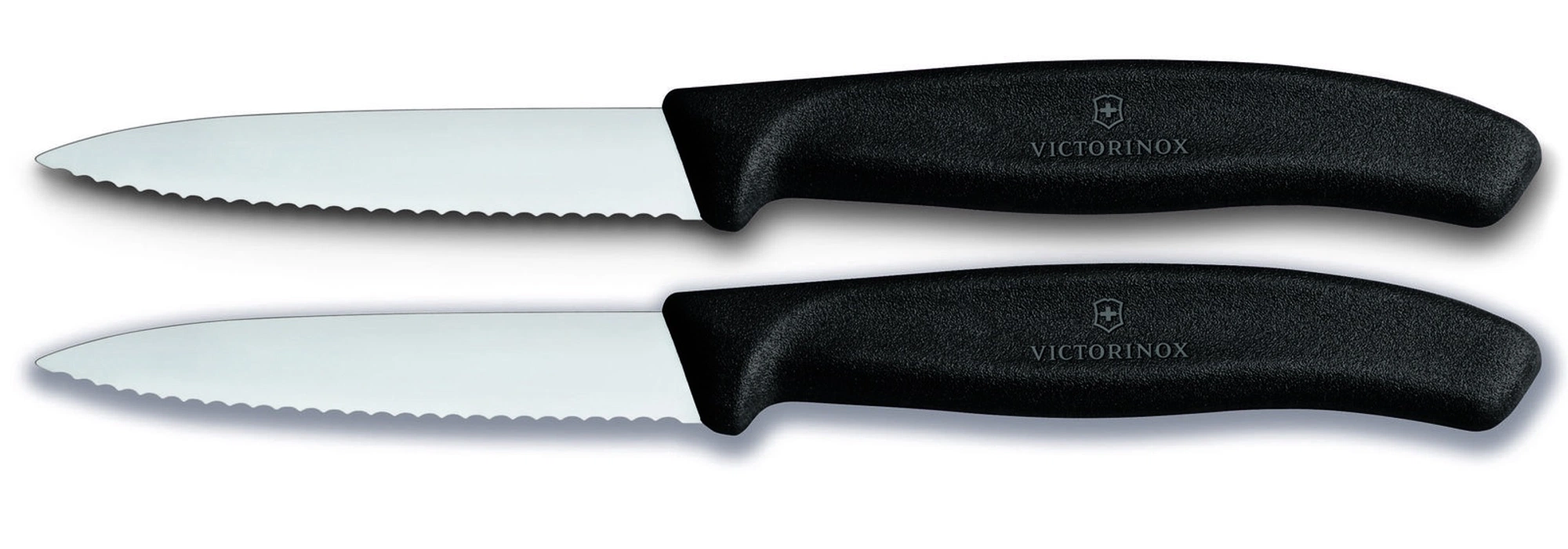 VICTORINOX 6.7633.B 8cm Siyah 2li Tırtıklı Soyma Bıçağı, Blisterli Paket