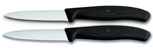 VICTORINOX 6.7633.B 8cm Siyah 2li Tırtıklı Soyma Bıçağı, Blisterli Paket
