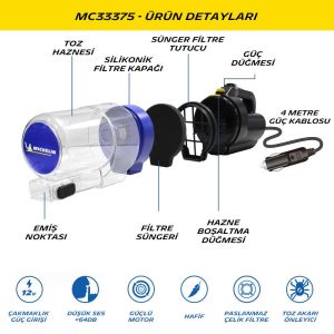 MICHELIN MC33375 Araç Süpürgesi 12 Volt
