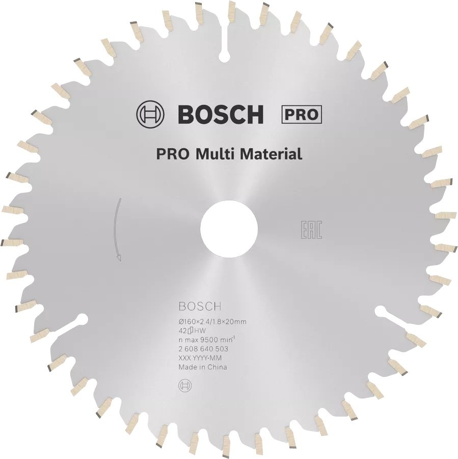 BOSCH 160x20x2,4 mm 42 Diş PRO Multi Material Daire Testere Bıçağı(Aluminyum Kesime Uygun)