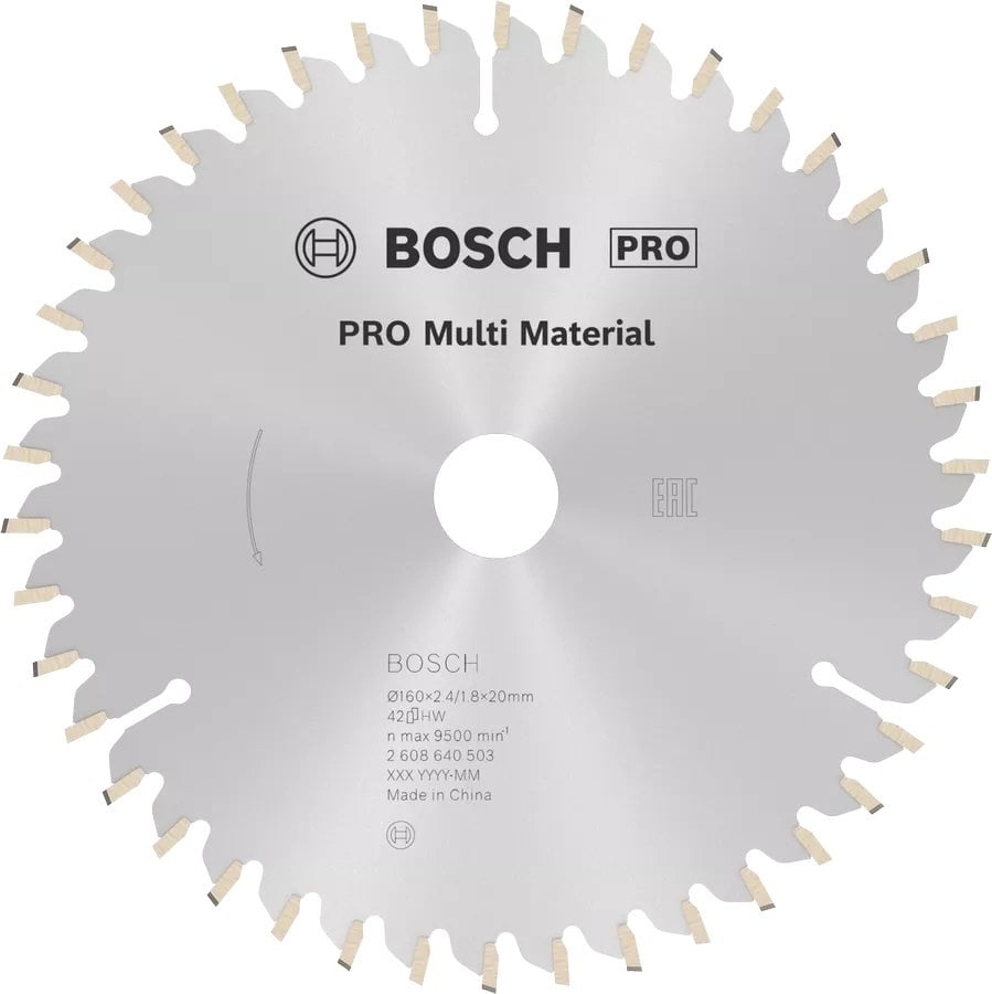BOSCH PRO Multi Material 160x20x2,4 mm 42 Diş Elmas Daire Testere Bıçağı - Aluminyum Kesime Uygun