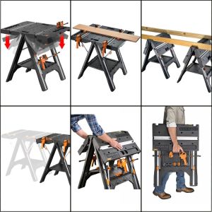WORX  WX051 Çok Fonksiyonlu Katlanır Çalışma Tezgahı + 2 Adet  Tetik İşkence