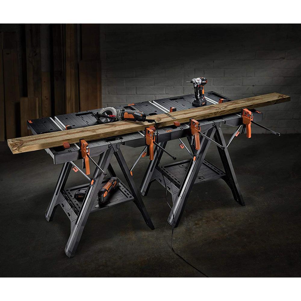 WORX  WX051 Çok Fonksiyonlu Katlanır Çalışma Tezgahı + 2 Adet  Tetik İşkence