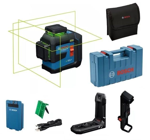 BOSCH GLL 80-33 G Akülü Yeşil Lazer Terazi 3x360 Derece Mıknatıs