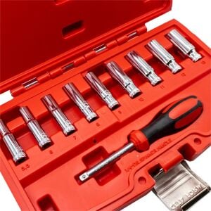 CETA-FORM C04-10PH0 Altı Köşe Derin Lokma Anahtar Takımı 10 Parça 1/4''