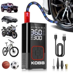 KOBB KB412 Li-İon Şarjlı Dijital Göstergeli Akıllı Lastik Şişirme Pompası + Powerbank + SOS + Led Lamba 150 Psi