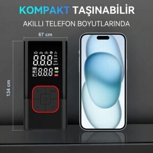 KOBB KB412 Li-İon Şarjlı Dijital Göstergeli Akıllı Lastik Şişirme Pompası + Powerbank + SOS + Led Lamba 150 Psi