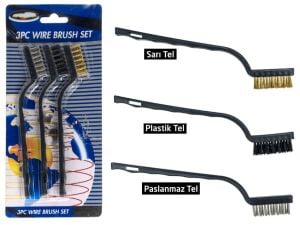 NEXON 5487 Plastik Saplı Mini Tel Fırça Seti 3 Parça