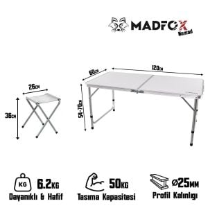 MADFOX Nomad Duo Tabureli Katlanabilir Kamp Masa Seti