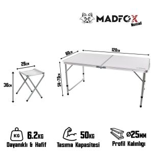 MADFOX Nomad Duo Tabureli Katlanabilir Kamp Masa Seti
