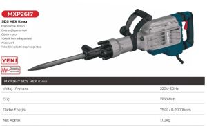 MAX-EXTRA MXP 2617 SDS-Hex Elektrikli Kırıcı 17 kg