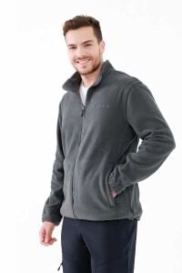 2AS SAKA Tam fermuarlı Erkek Polar Sweatshirt Antrasit