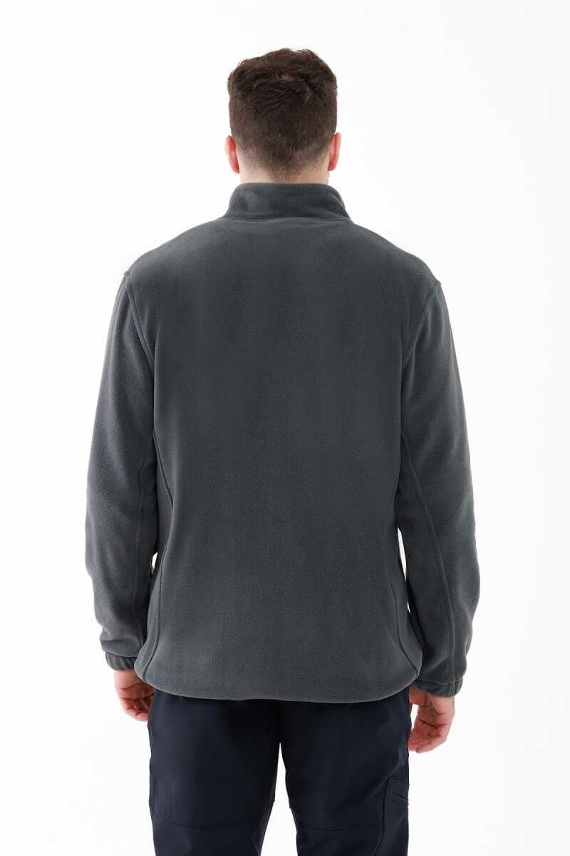 2AS SAKA Tam fermuarlı Erkek Polar Sweatshirt Antrasit