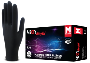 BEYBİ NJOY Pudrasız Siyah Muayene Eldiveni (Large)