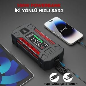 LOKİTHOR J1500 12V 1500 Amper LİFEP04 Akıllı Akü Takviye + Powerbank+Led Lamba  AKILLI AKÜ TAK