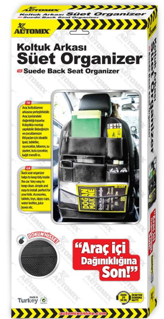 AUTOMIX Koltuk Arkası Süet Organizer Siyah (170.08.043636)