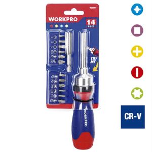 WORKPRO 14 Parça Cırcırlı Bits Tornavida Seti (WP200524)