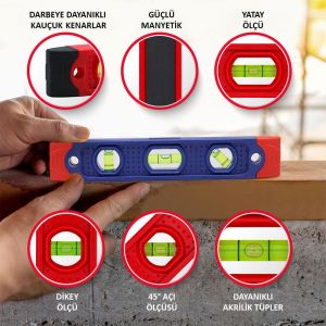 WORKPRO Manyetik Şoka Dayanıklı Su Terazisi 225 mm (WP262038)